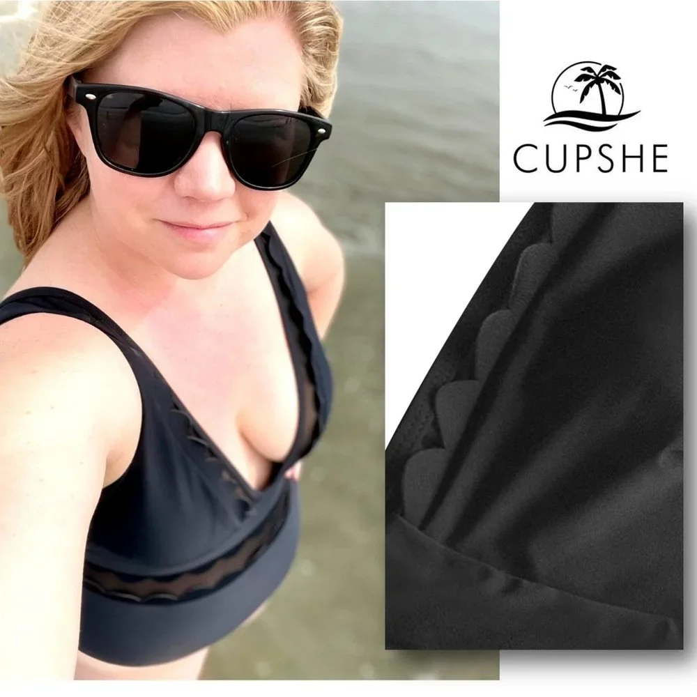 CUPSHE Sheer Mesh Swimsuit with Wave Edges -  NEW WITH TAGS! - Picture 10 of 13